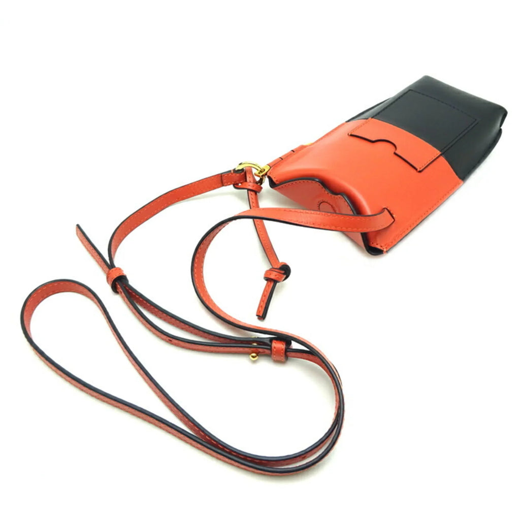 Loewe (Good) Leather Black Pocket Women's Shoulder 113.54IZ42 Pre-Owned Orange x Gate Bag