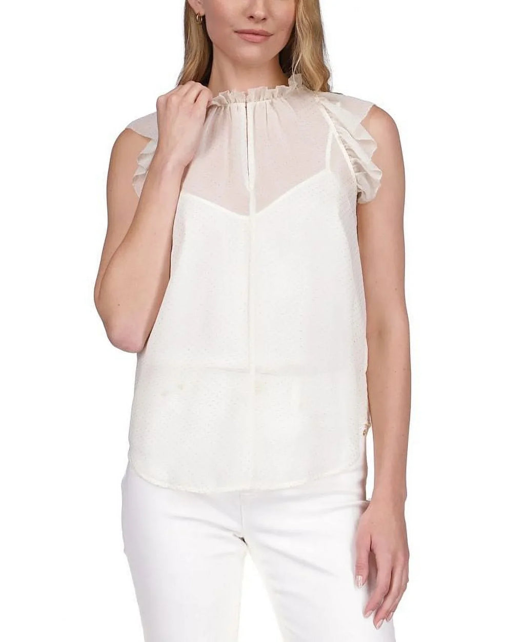 Chiffon MICHAEL Top Kors Dewdrop Ruffled Michael
