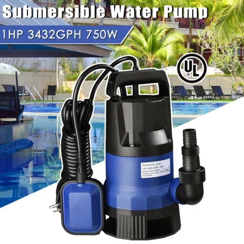 Swim 750W Pool 1HP Sump Clean Dirty Pump For Water Submersible Pond
