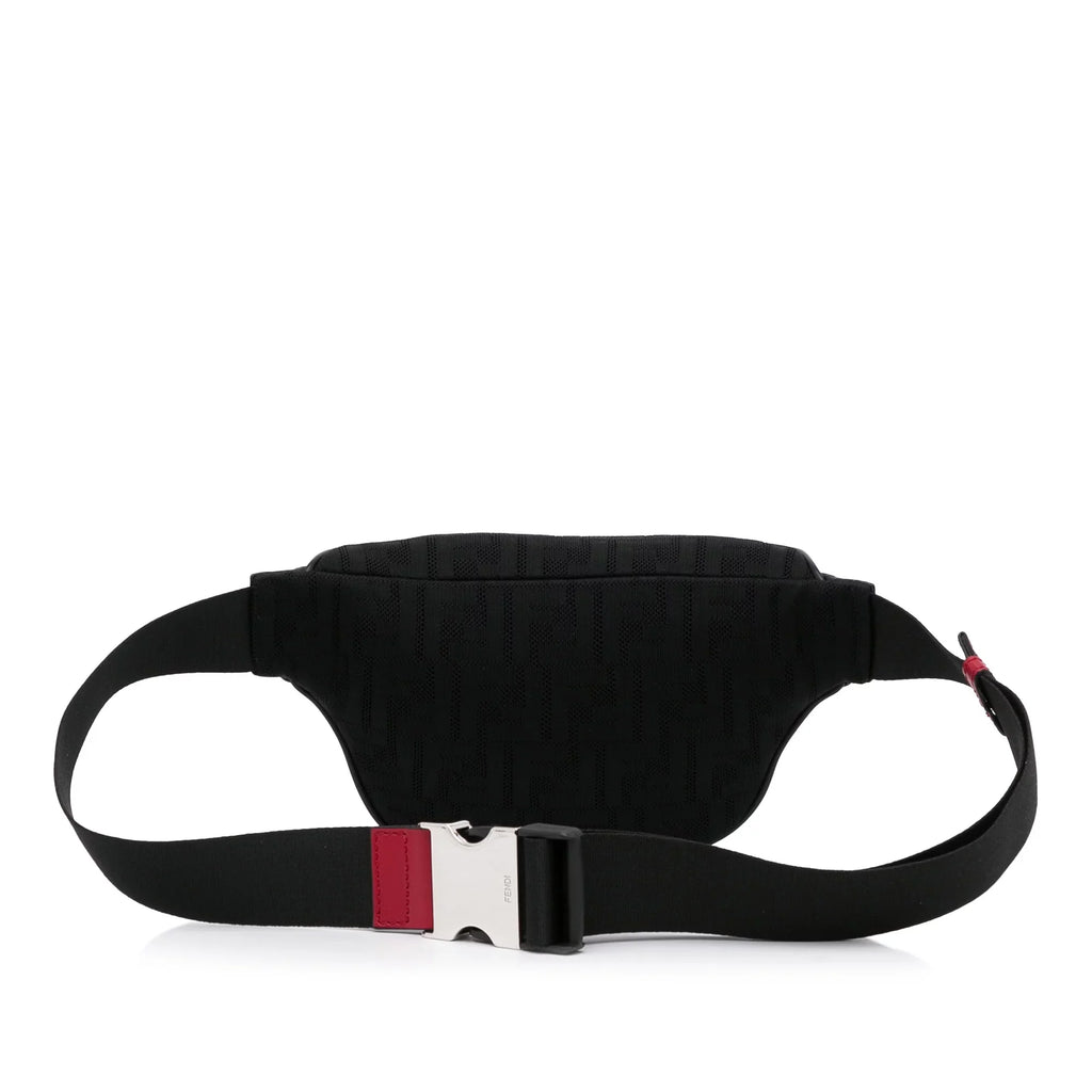 Fabric Unisex Authenticated (Good) Pre-Owned Pocket Black Bag Knit Neoprene FF Perforated Belt Fendi Vitello Grace