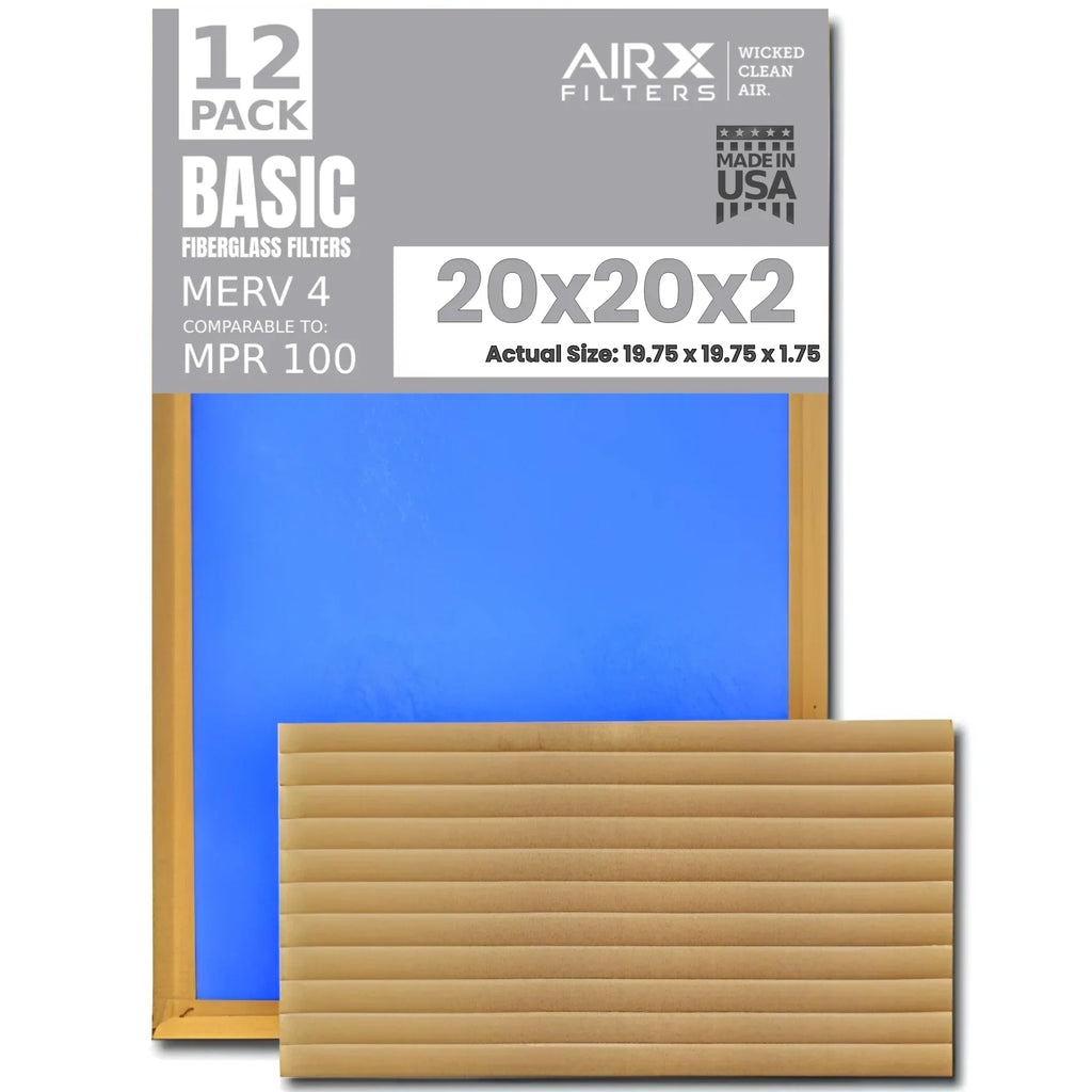 20x20x2 From WICKED AIR. Non Pleated Filter MPR Dust Fiberglass 100 AIRX Air 12 Airflow FILTERS - Basic Restriction! Low For of Economy Pack Filter Filters, Furnace to CLEAN Comparable
