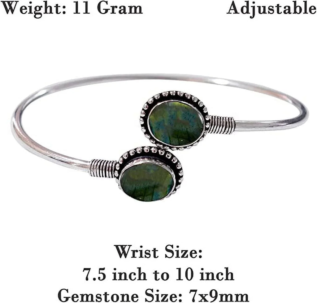 labradorite Bracelet Women, Modern Bohemian Tribal Plated Bracelet, Natural Handmade Party Boho Designer Design Fashion Silver Gemstone Jewellery For Cuff