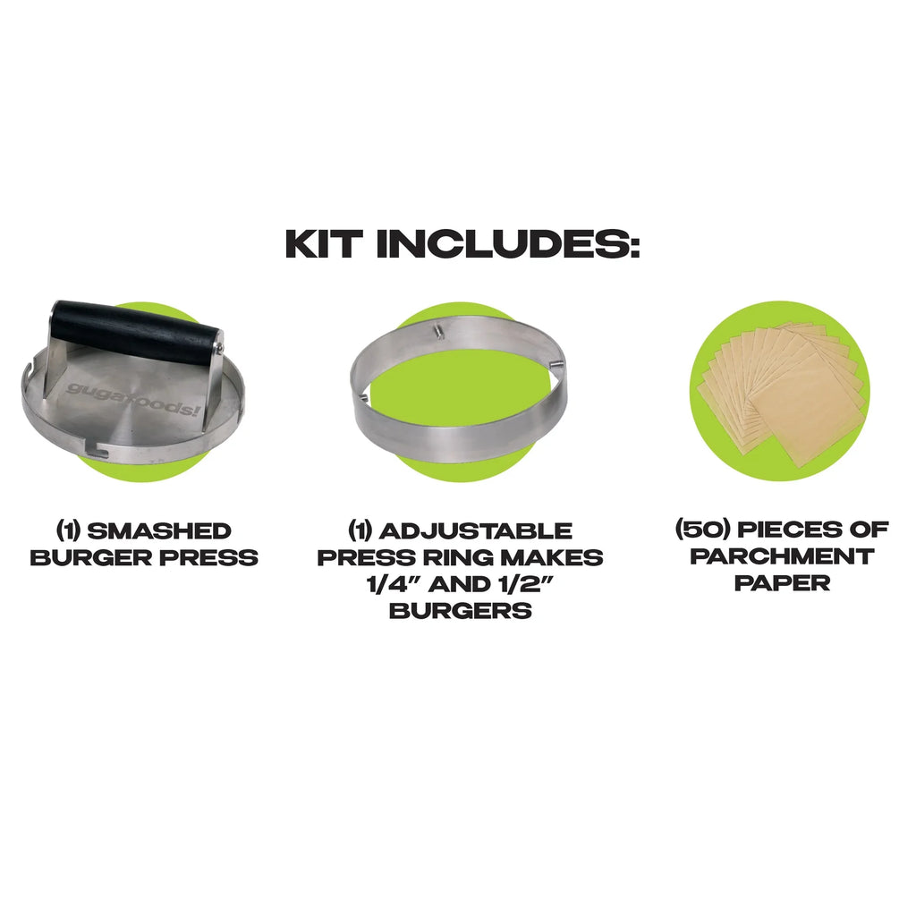 Press Patty Adjustable Guga Smashed Hamburger Burger Stainless Steel Foods Kit, Maker,