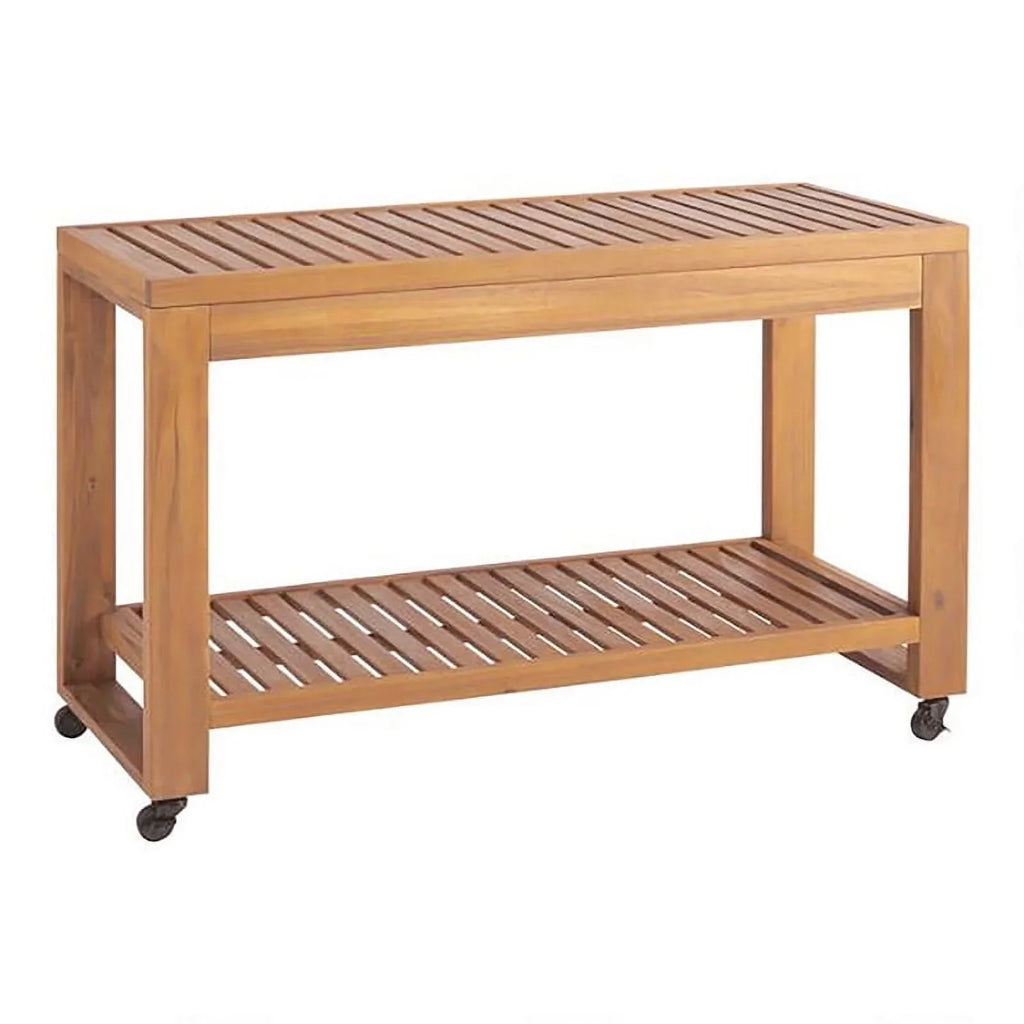 Slatted & Rolling Top Afuera Living in Island Natural Shelf Wood Outdoor Kitchen
