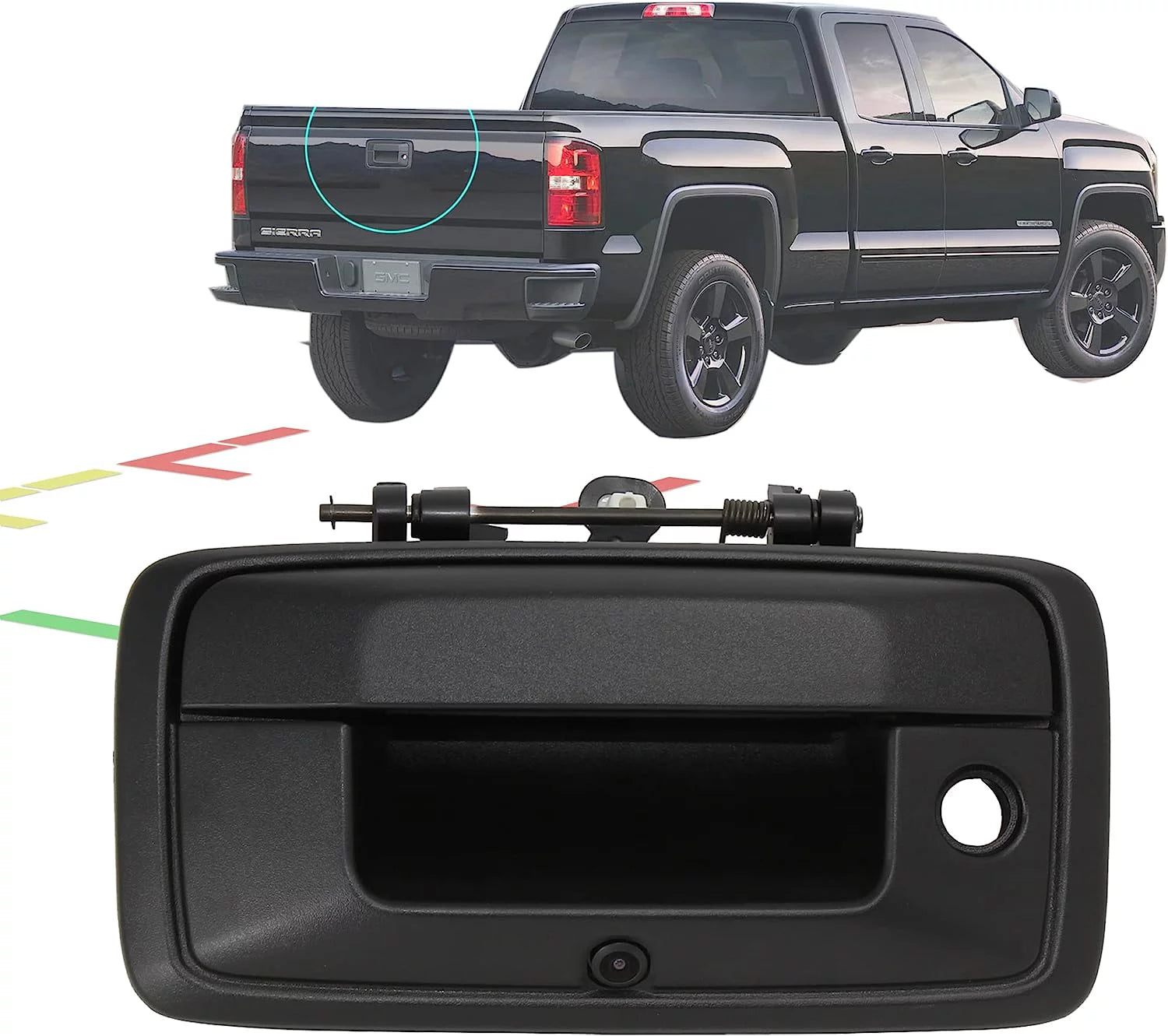 Park Camera Assist for Sierra Chevrolet 2014-2018 1500 Camera Rear Tailgate RED View Handle Backup GMC WOLF Silverado