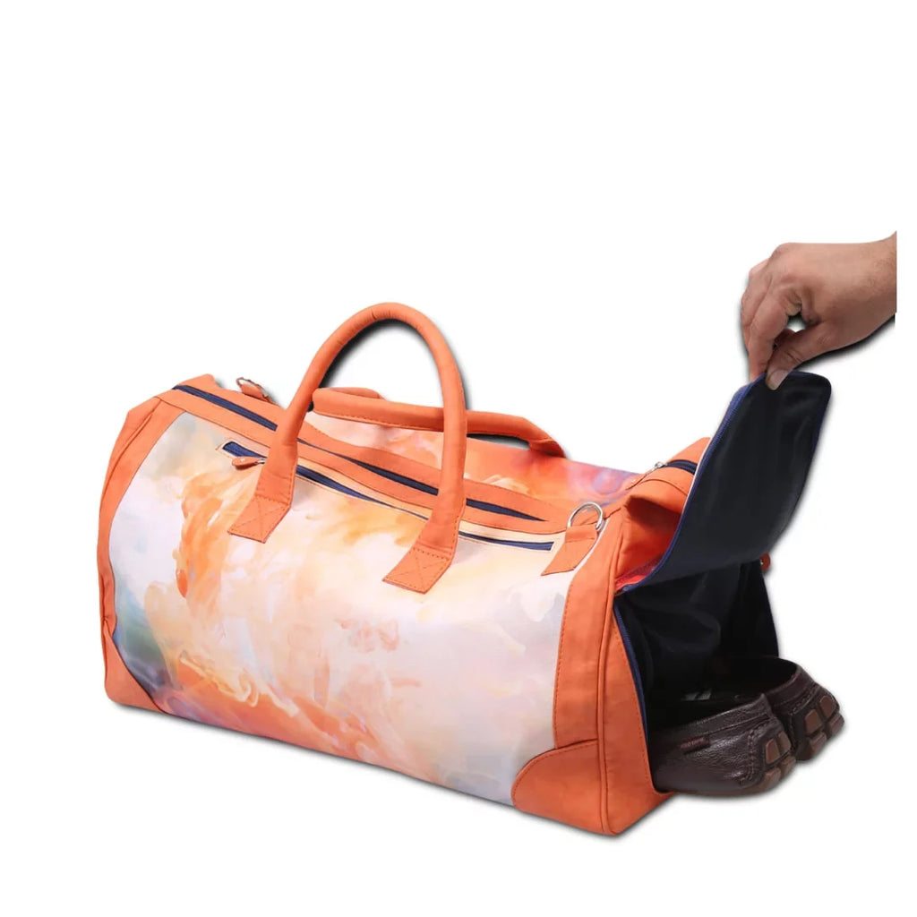 adjustable bag with Shoe The Wave Large Travel strap Separate with Compartment Unisex Weekender Orange