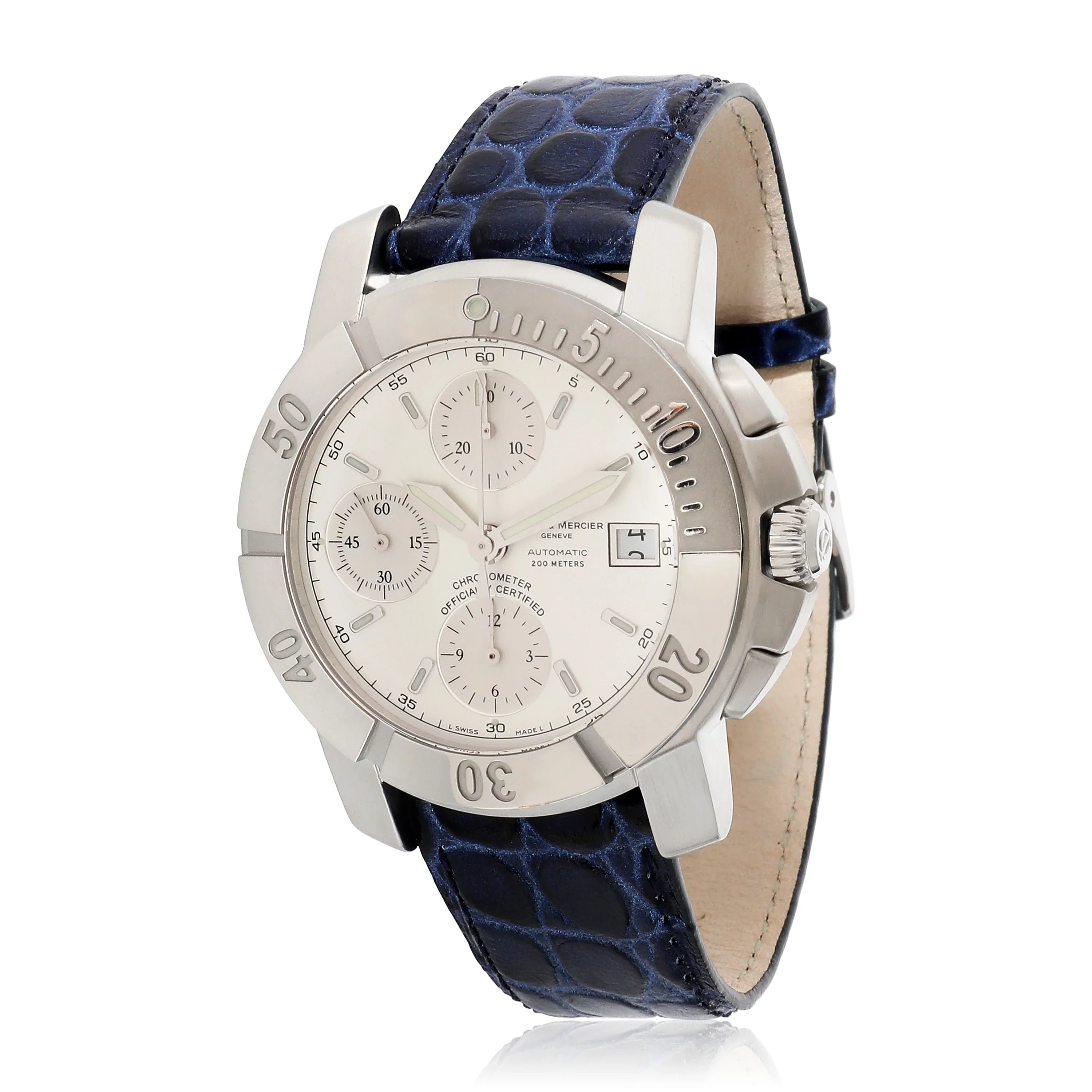 & Capeland Stainless Steel Men's Chrono Watch Pre-Owned Baume Mercier 65366 in