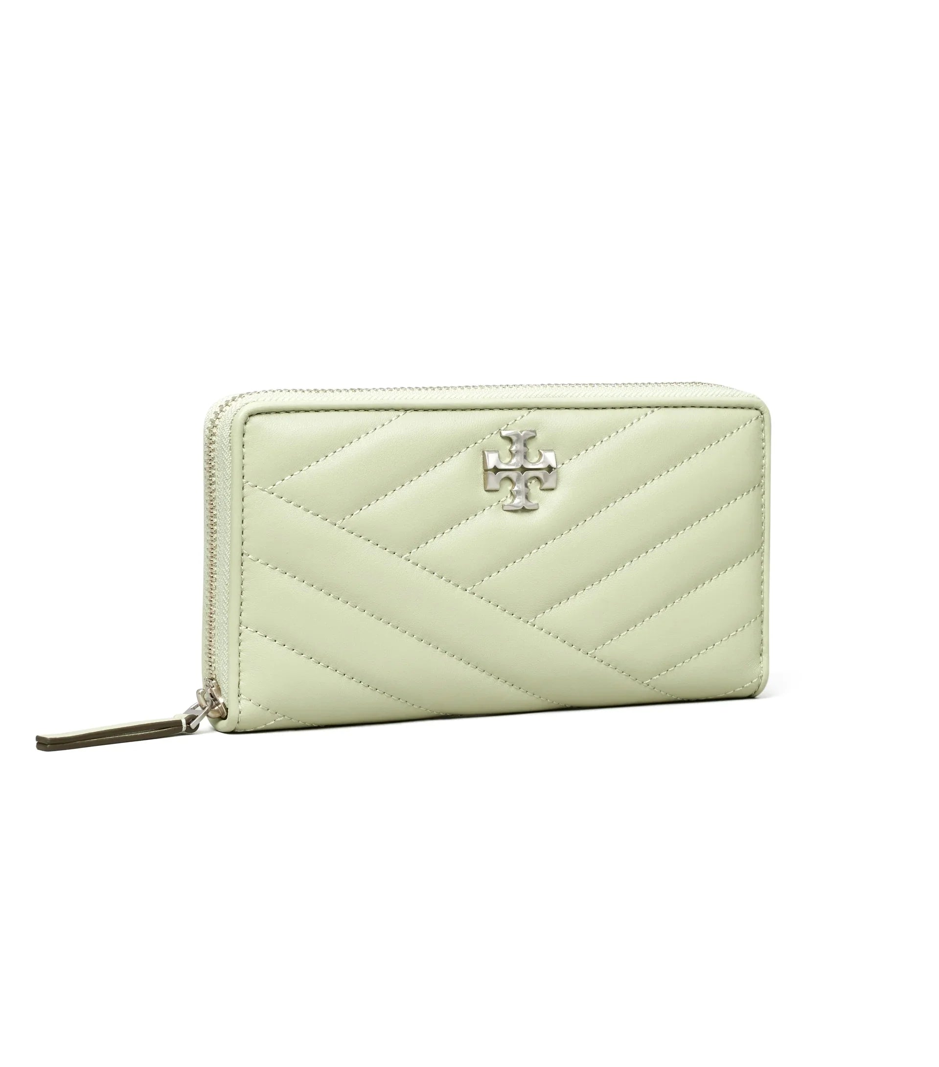 Tory Women's Continental Wallet Burch Kira Frost) Chevron Zip (Pine Leather
