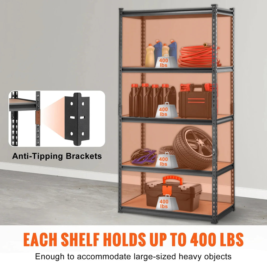 Garage lbs 2000 Storage Load Shelving BENTISM Adjustable 5-Tier Unit Rack Storage