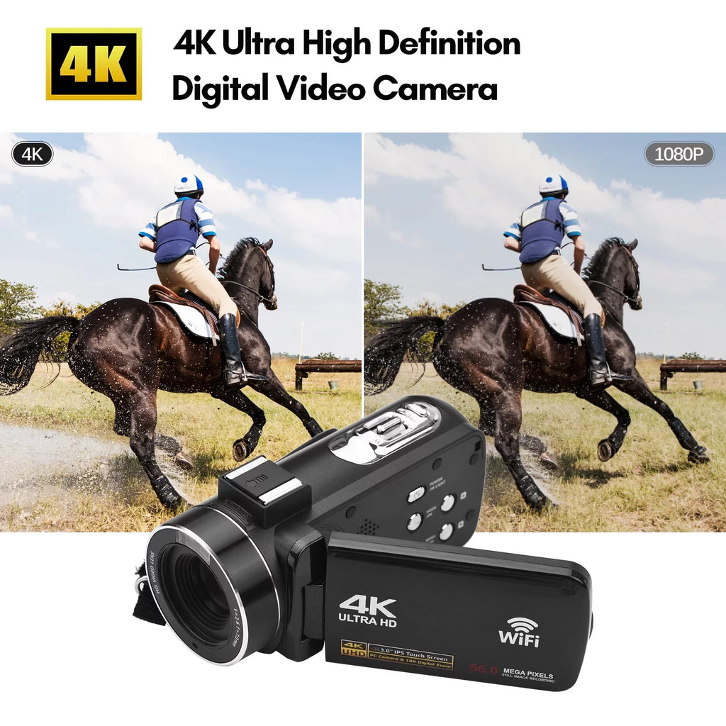 Digital Face Inch WiFi Supports IPS Camcorder Touchscreen Control Detection with Night Video 2pcs 18X 56MP + Bag + -shake IR DV Andoer Batteries Zoom Digital 3.0 Recorder Carry Remote 4K Vision