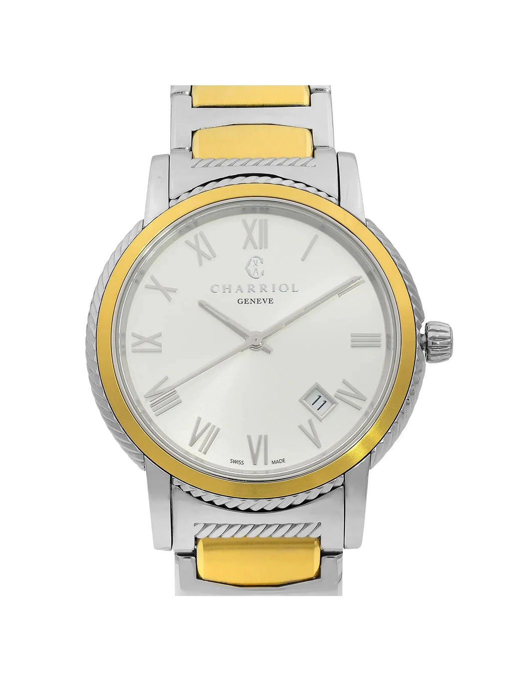 Watch Dial P40SY2.931.001 40mm Quartz Silver Steel Charriol New Men Parisii