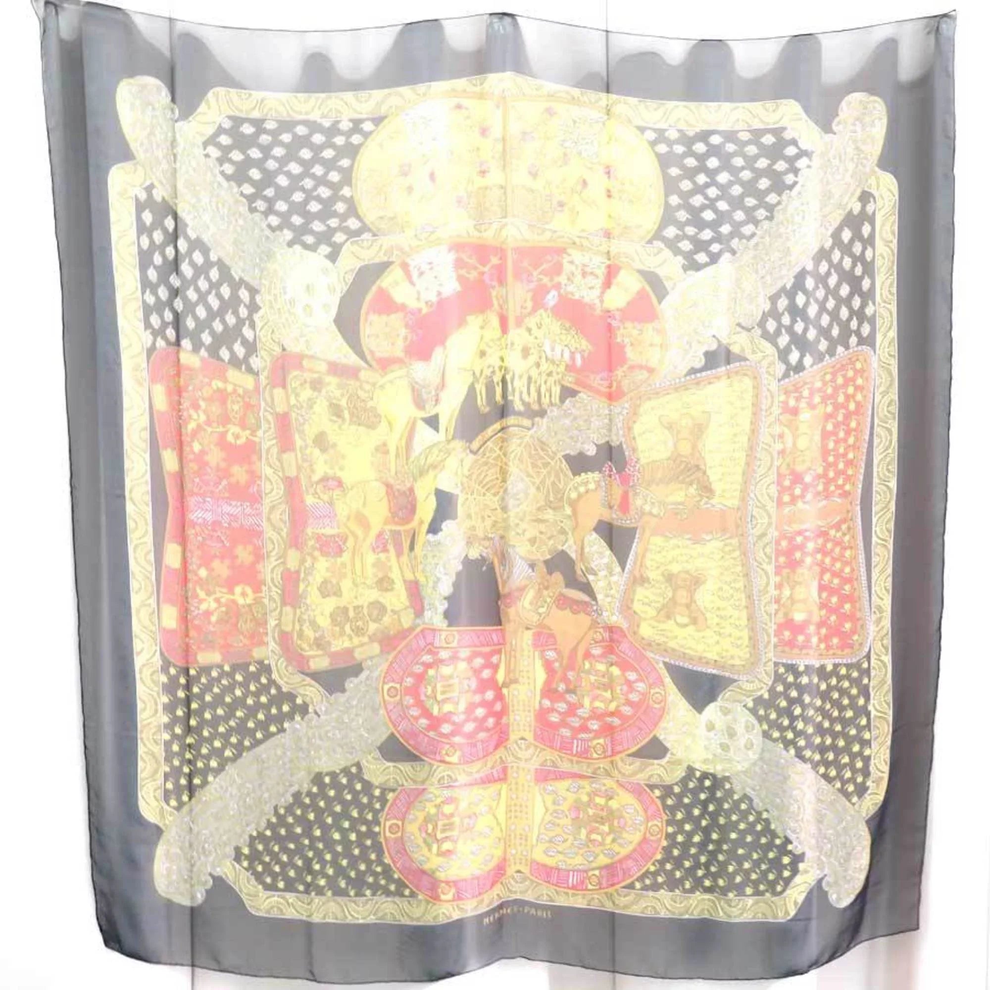 x STEPES Unisex Scarf Pre-Owned Step des Hermes (Good) Art/Estimated HERMES Silk Black ART Multicolor