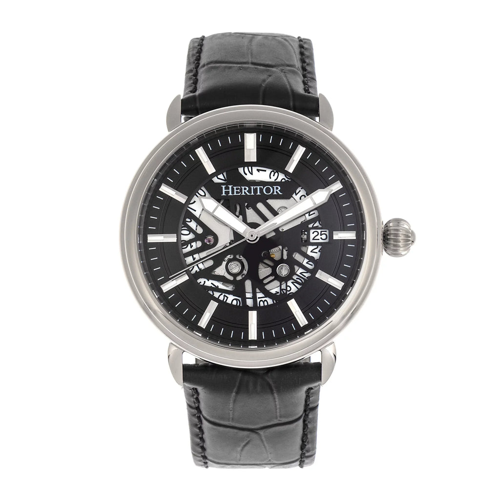 Heritor Silver - Automatic W/Date Watch Mattias Leather-Band