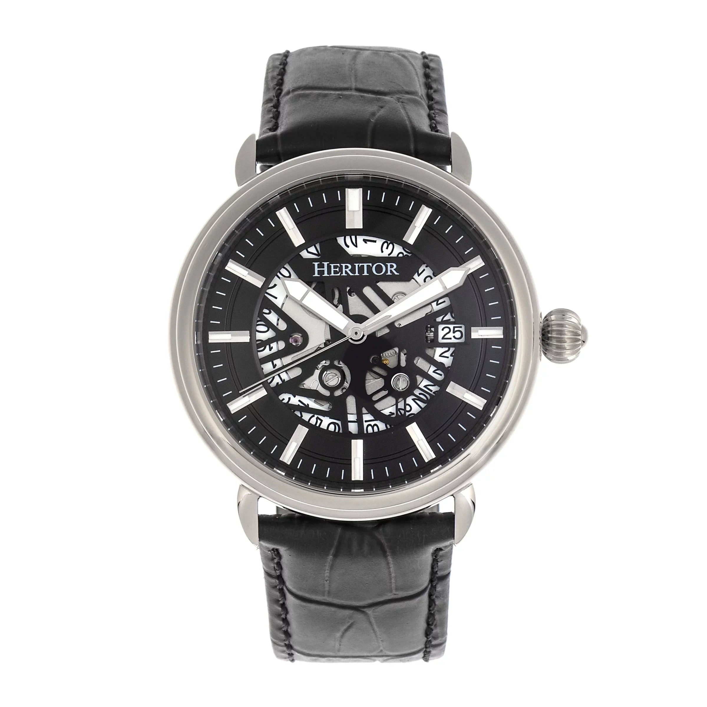 Heritor Silver - Automatic W/Date Watch Mattias Leather-Band