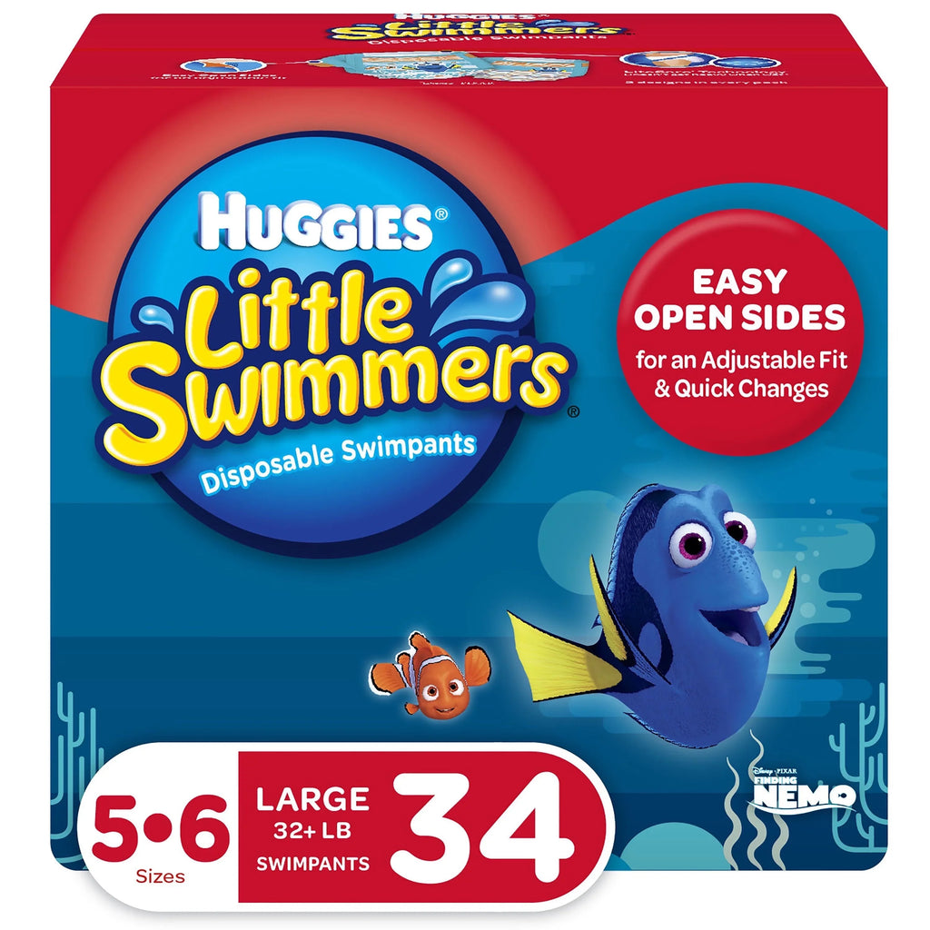 34 Huggies Diapers, Large, Swimmers 5-6 Swim Size Little Ct