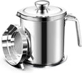 Frying / Steel & 2L Mesh Oil Lid Container,with Strainer oz,Food 67.6 Strainer Grease Storage Non-slip Storing fl Grease Cooking Can Pot Strainer Fine Oil Dust-proof Stainless Oil Tray,for